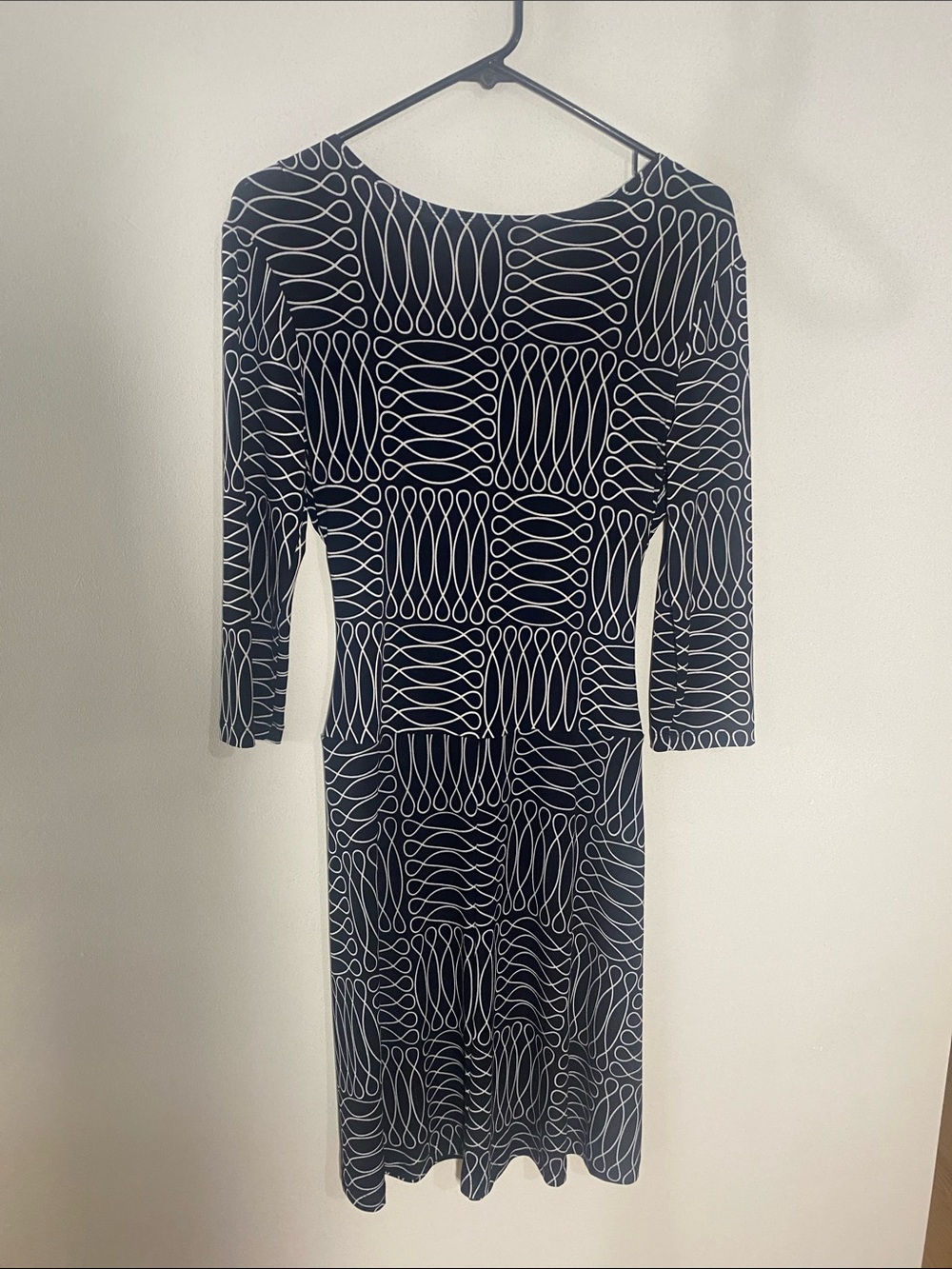 Enfocus Studio Black & White Long Sleeve Geometric Midi Dress - Picture 2 of 3